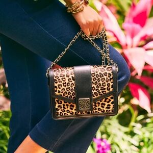 Lilly Pulitzer NWT Dobson Crossbody Bag Leopard Haircalf